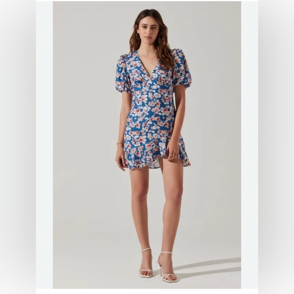 Astr Blue Floral Mini Dress